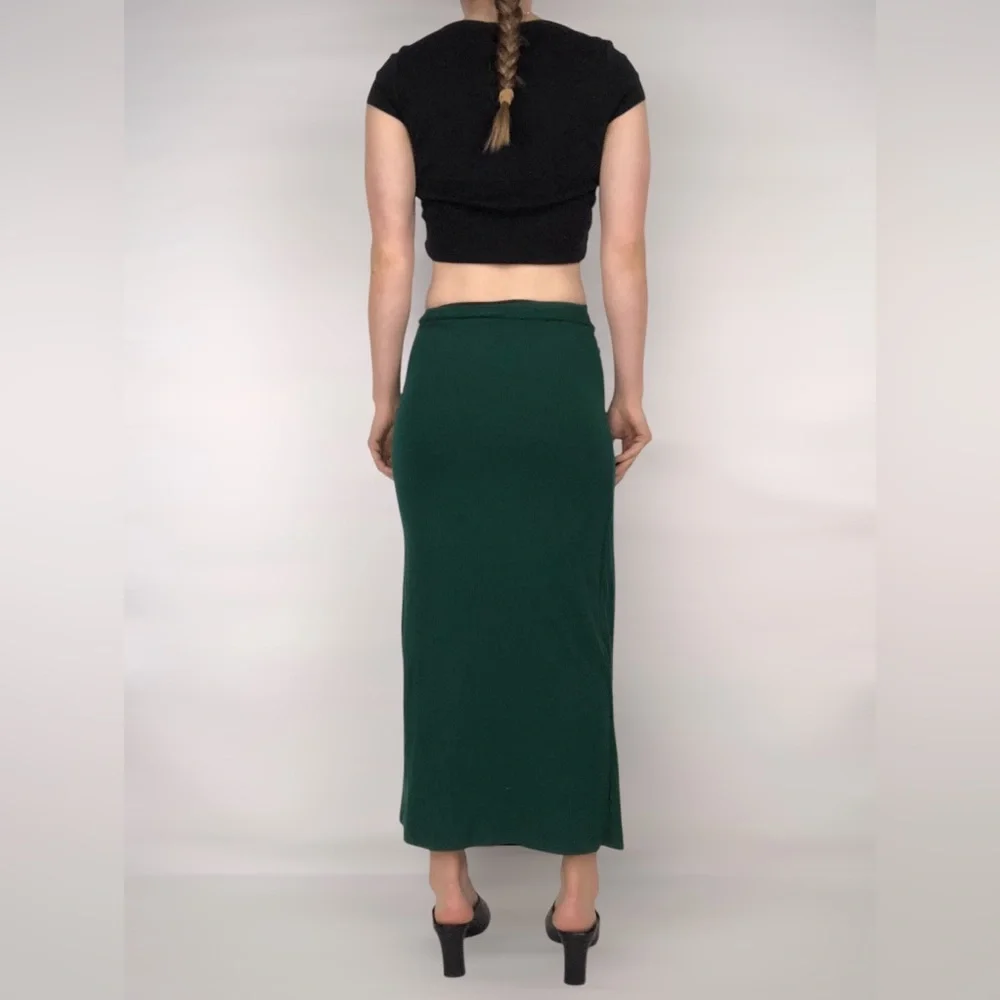 Reformation Knit Ribbed Maxi Green Wrap‎ Skirt Size S
